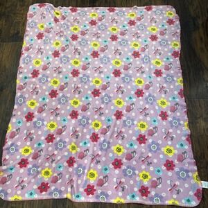 Floral Fleece Blanket Flower Thin Stitch Edge 50x60" Butterfly Throw‎ Blanket